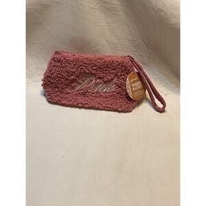 Victoria's Secret PINK Cozy Plush Sherpa Fleece Beauty Bag Wristlet Logo NEW